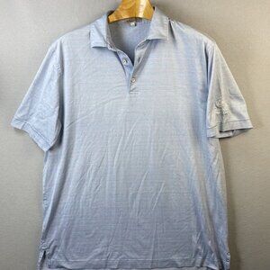Peter Millar Polo Golf Shirt Mens L Multicolor Stripe Broadmoor Logo 100% Cotton
